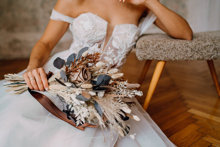 Premium Bridal Bouquet | Cappuccino Brown & Beige