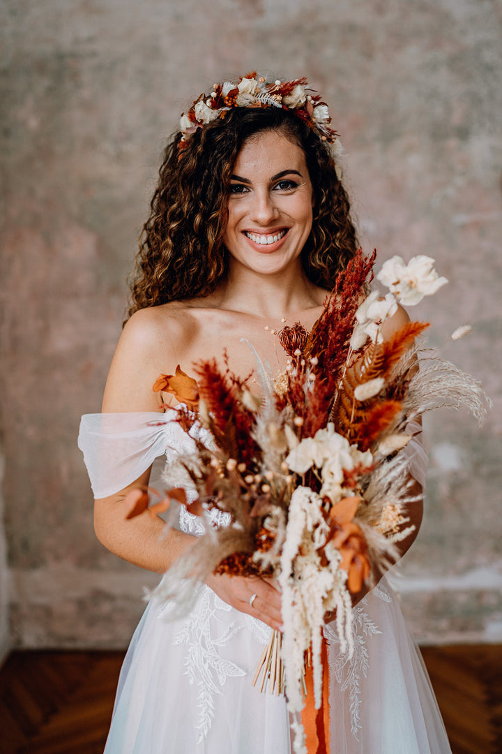 Premium Bridal Bouquet | Terracotta & Beige