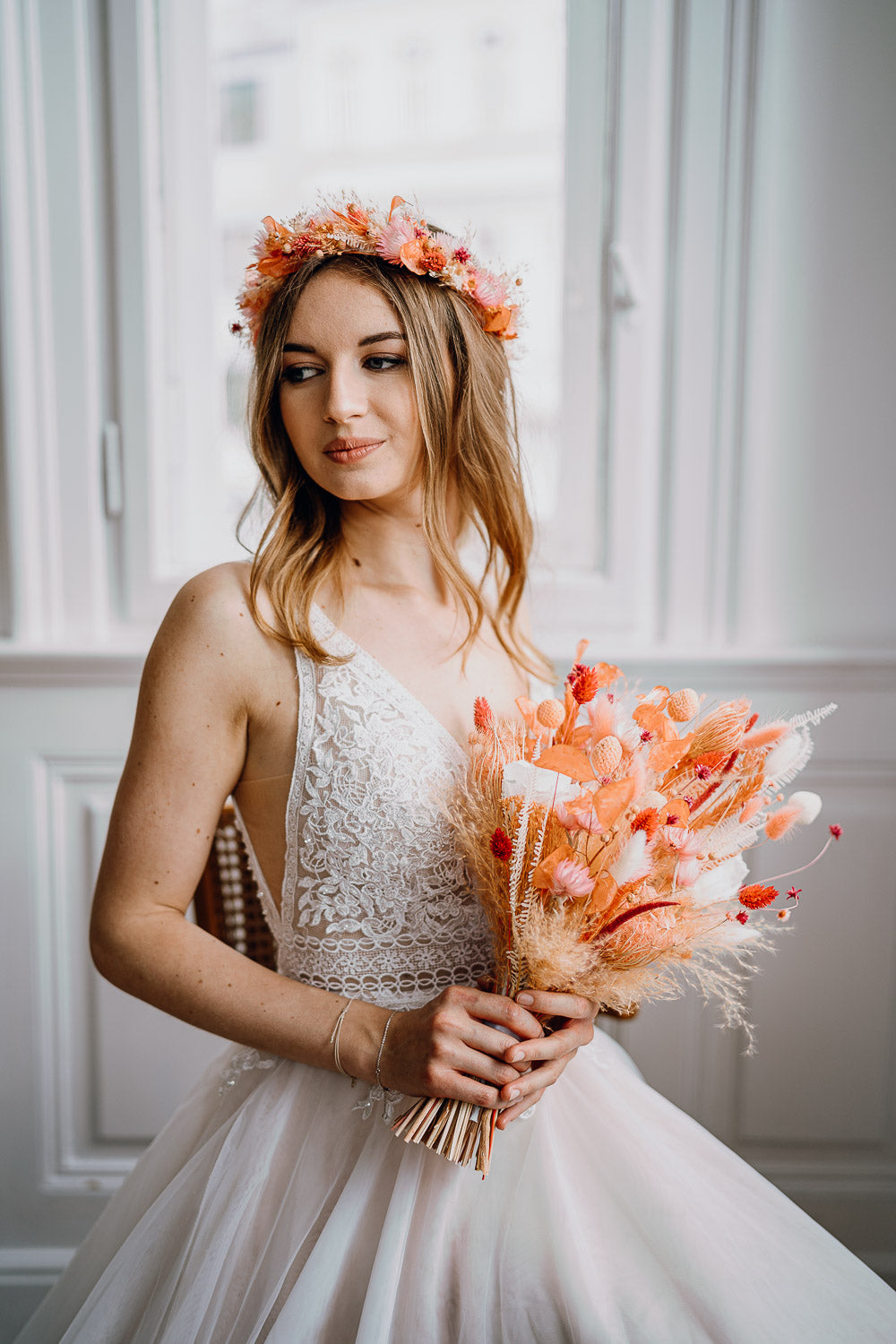 Premium Bridal Bouquet | Hot Pink & Coral