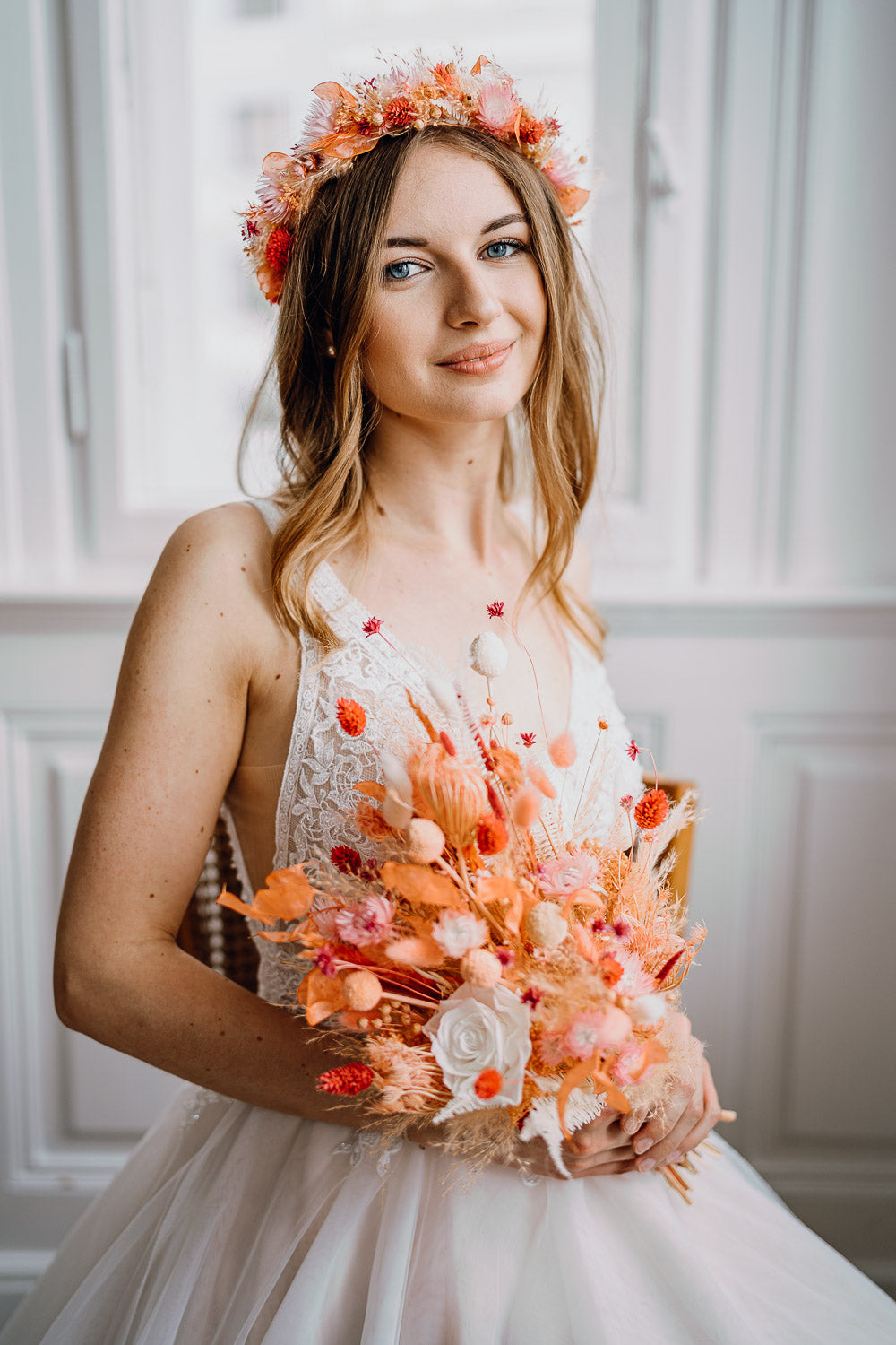 Premium Bridal Bouquet | Hot Pink & Coral