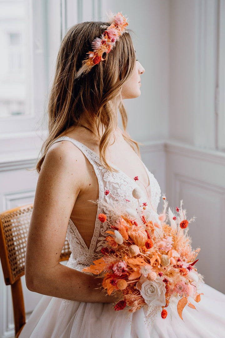 Premium Flower Crown | Hot Pink & Coral