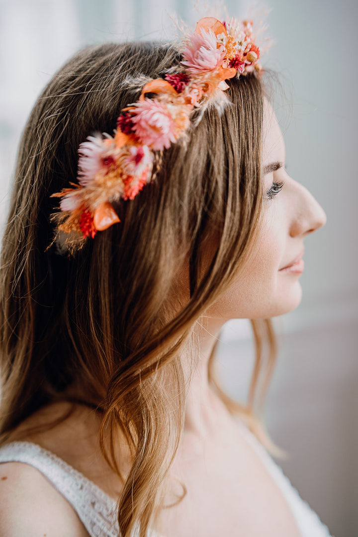 Premium Flower Crown | Hot Pink & Coral