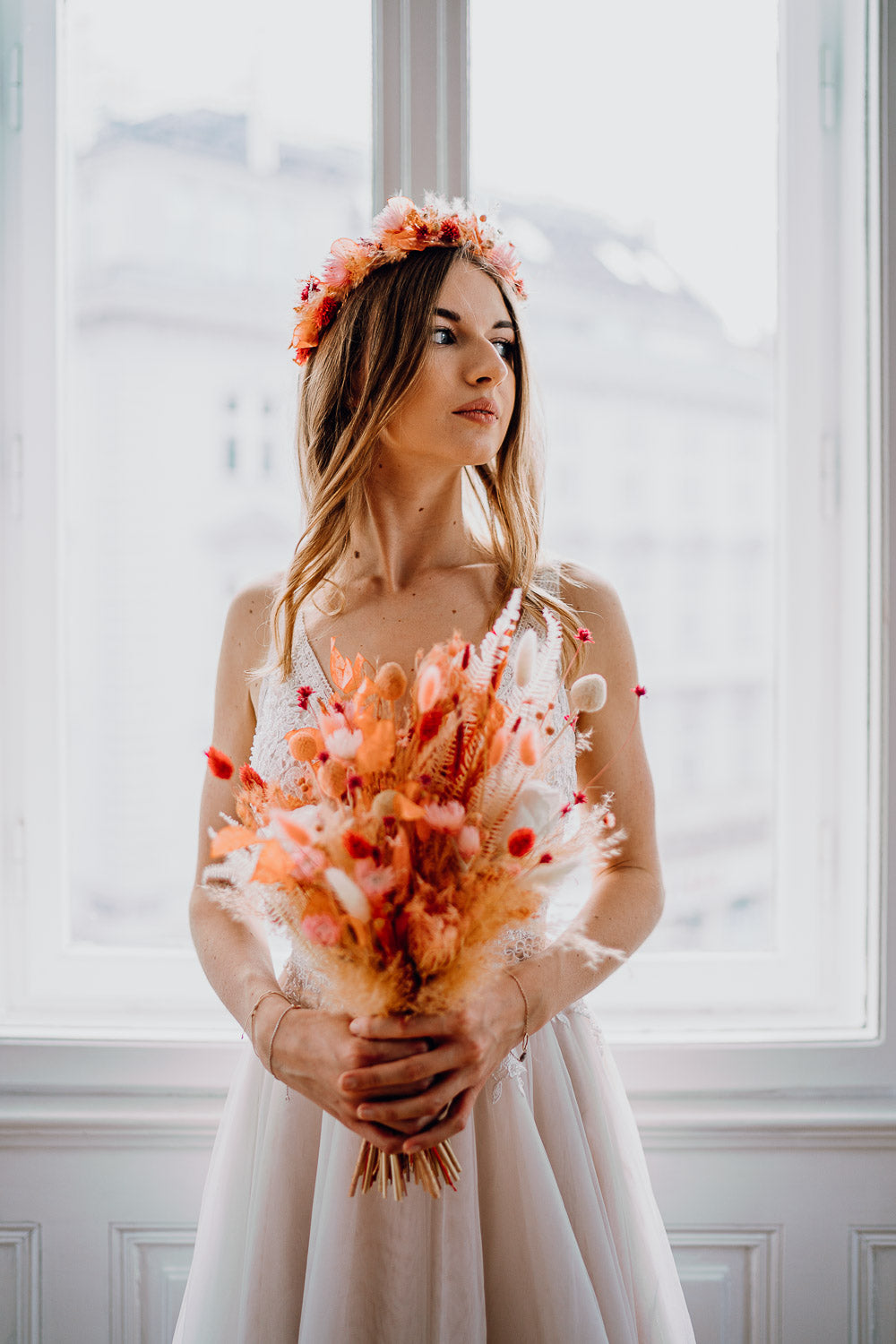 Premium Bridal Bouquet | Hot Pink & Coral