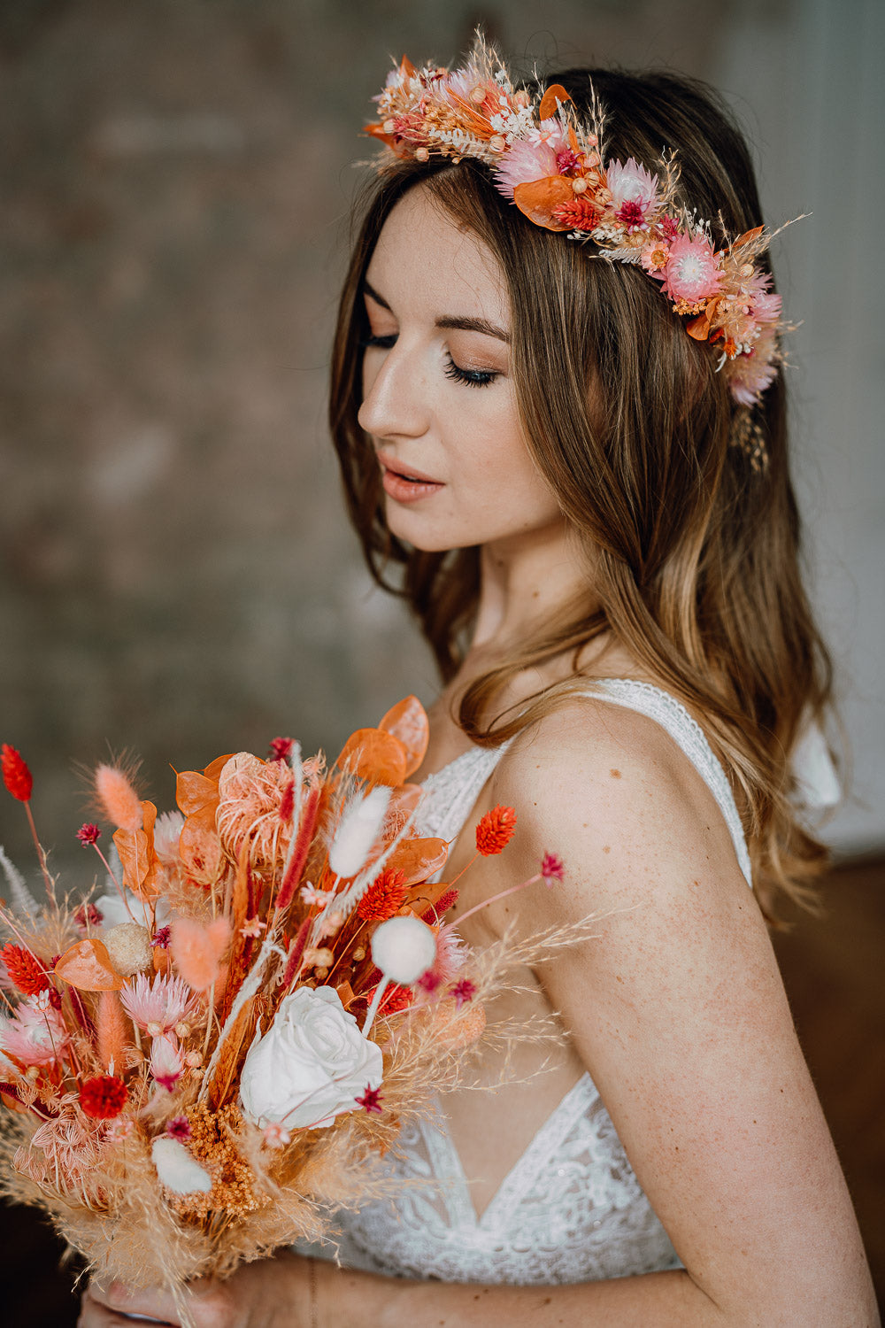 Premium Flower Crown | Hot Pink & Coral