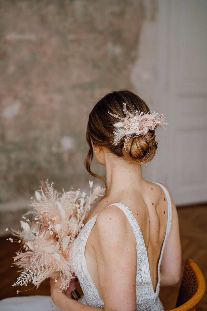 Headpiece on a hair comb | Dusty Rosé & Blush