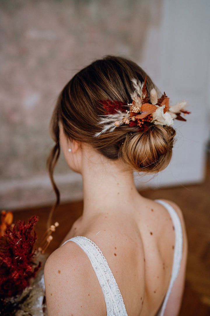 Headpiece on a hair comb | Terracotta & Beige