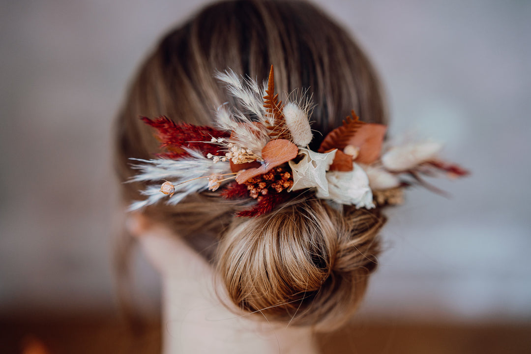 Headpiece on a hair comb | Terracotta & Beige