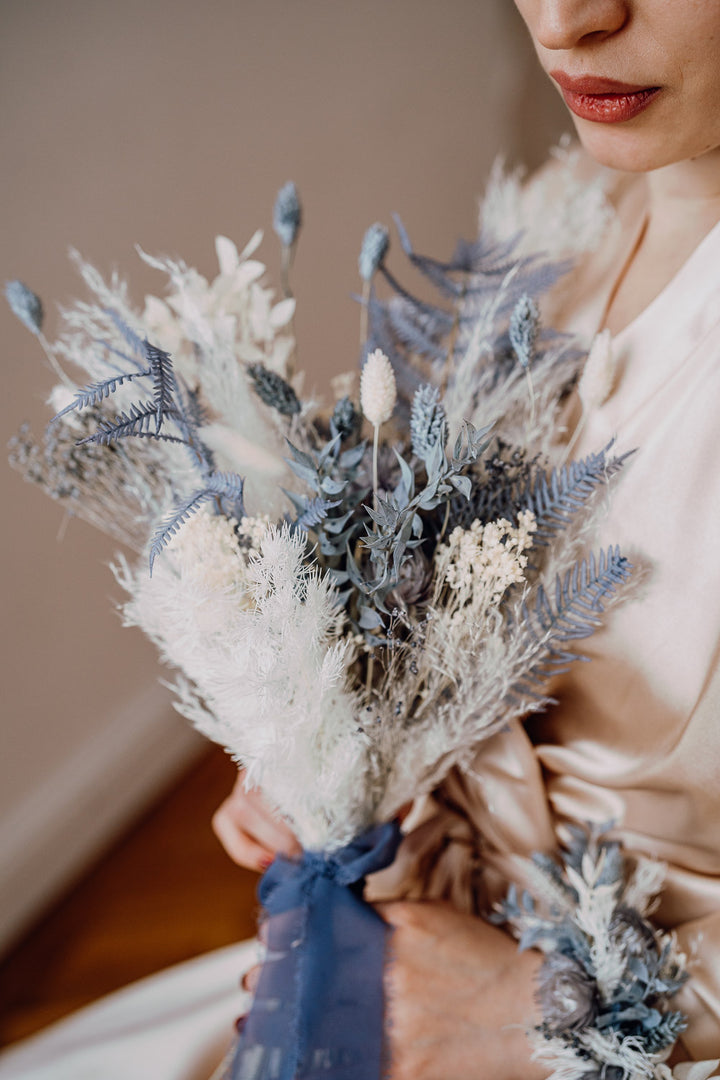 Bridesmaid Bouquet | Dusty Blue & Ivory