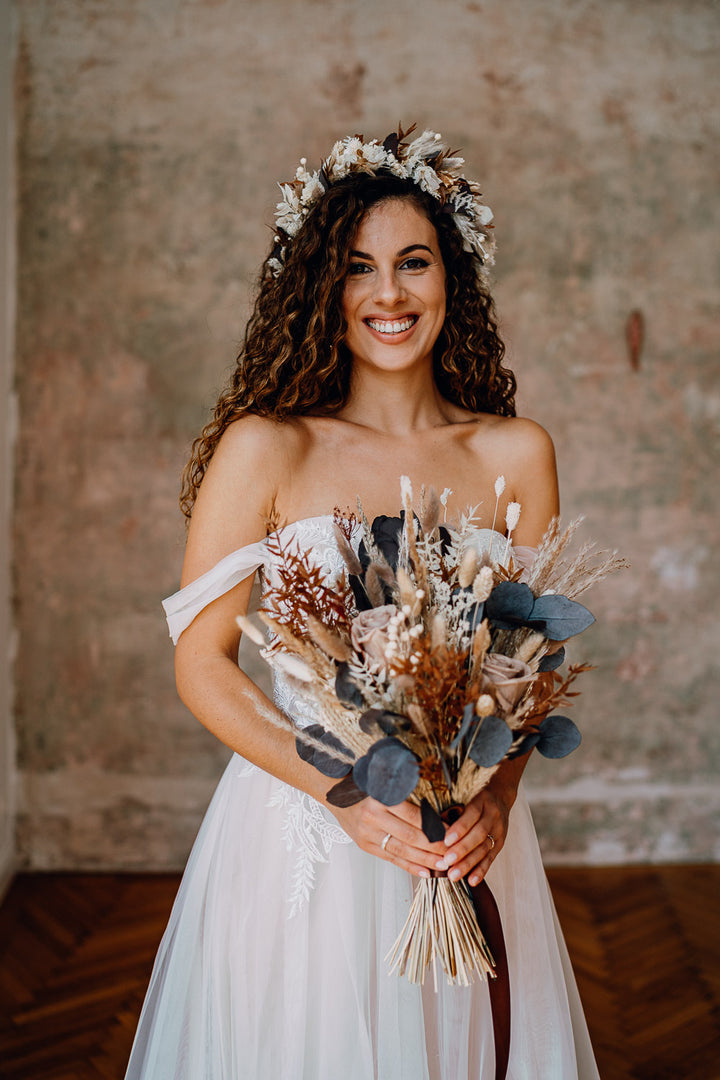 Premium Bridal Bouquet | Cappuccino Brown & Beige