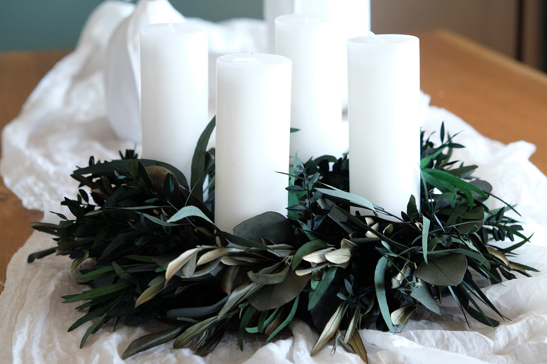 Advent & Christmas Wreath | Dark "Loki" Green & White