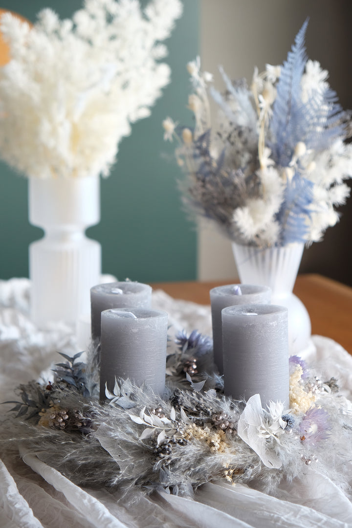 Advent & Christmas Wreath | Light Grey & Dusty Blue
