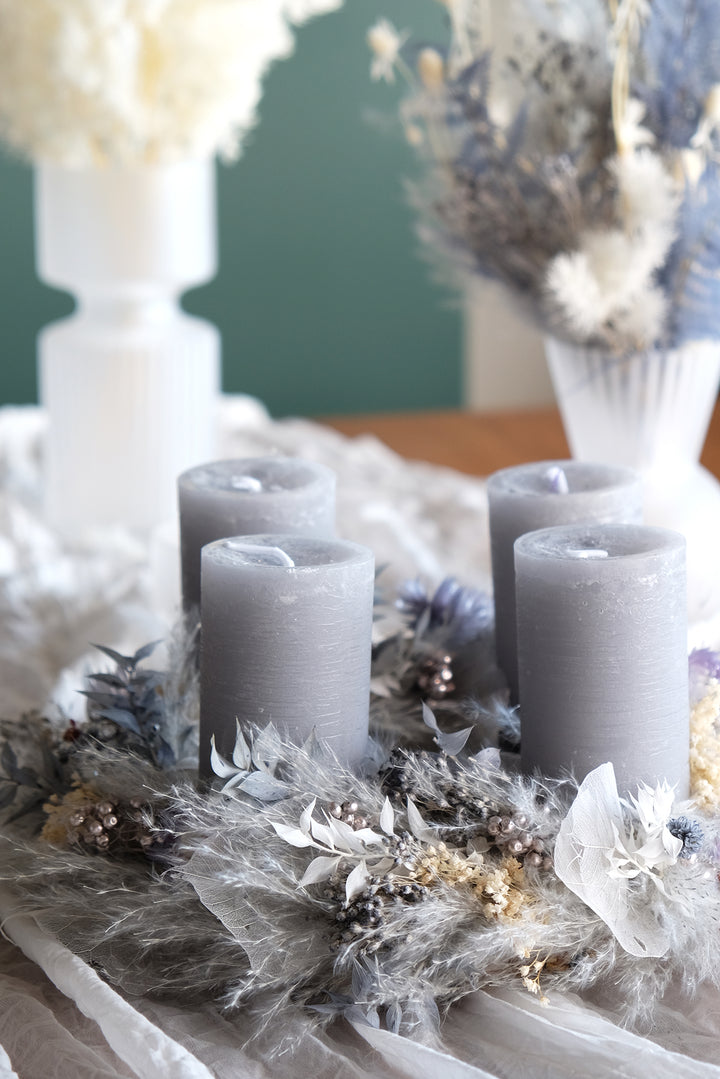 Advent & Christmas Wreath | Light Grey & Dusty Blue