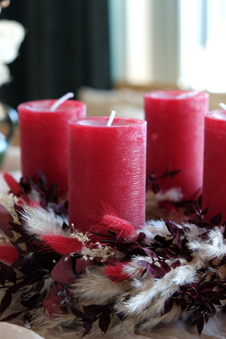 Advent & Christmas Wreath | Winter Red, Bordeaux & Beige