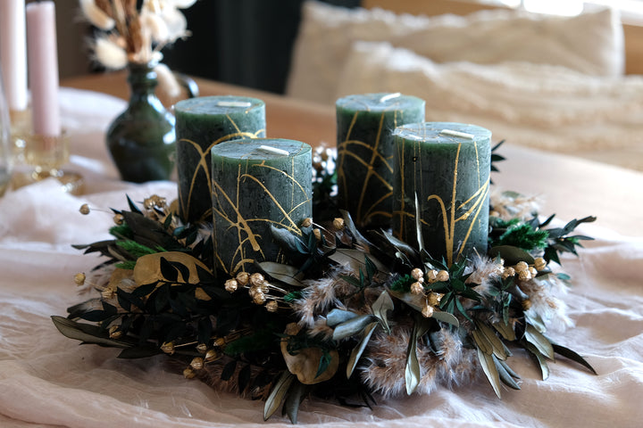 Advent & Christmas Wreath | Dark Forrest Green & Gold